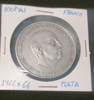 3 Monedas 100 Pesetas Franco 1966 Plata
