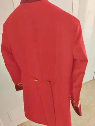 Disfraz Chaqueta Frac Carnaval Rojo y Dorado