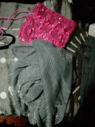 Bolso fiesta fular rosa y plateado