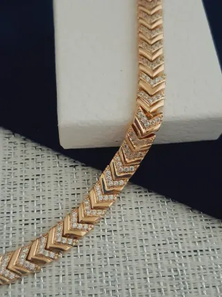 Pulsera 8mm chapada en oro con circonitas