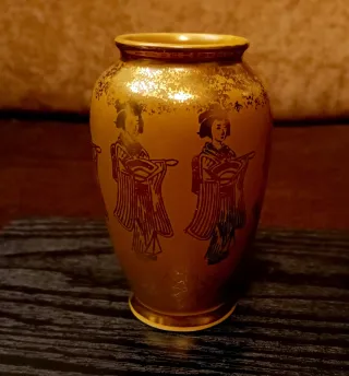 Jarrón Japonés Cerámica Dorado