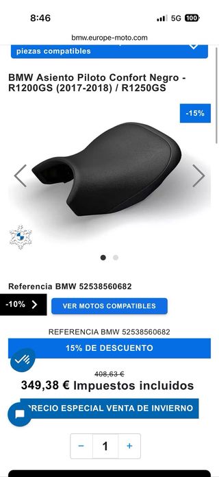Asiento BMW R1200GS / R1250 Confort