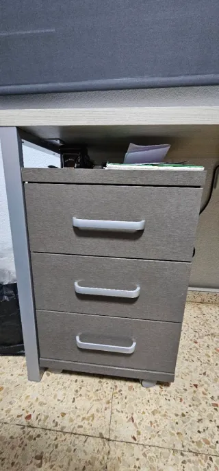 Escritorio en L con cajonera.