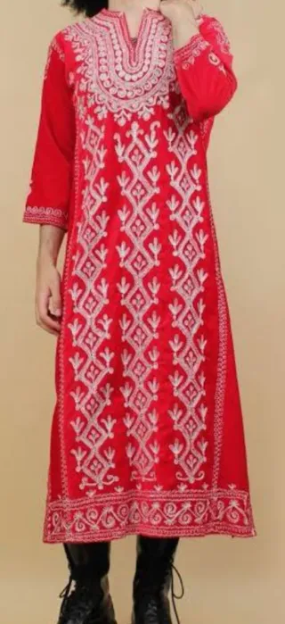 Vestito da Carnevale rosso ricamato taglia unica