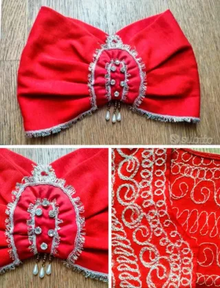 Vestito da Carnevale rosso ricamato taglia unica