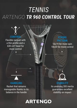 Raqueta de tenis adulto Artengo TR960 Control Tour 18/20