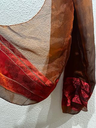 Fular italiano fiesta marrón y rojo