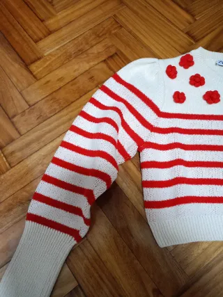Jersey crop Zara rayas rojas