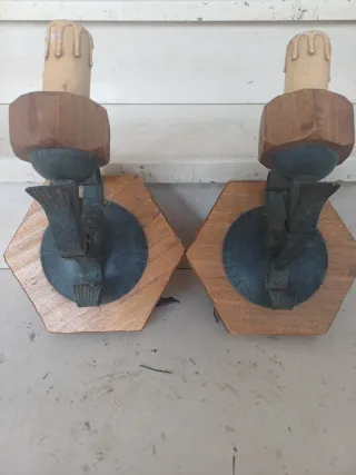 Coppia Applique Legno e Ferro