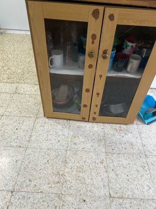 Vitrina de salón/cocina de madera y cristal