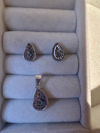 Conjunto de plata 925 con esmeraldas
