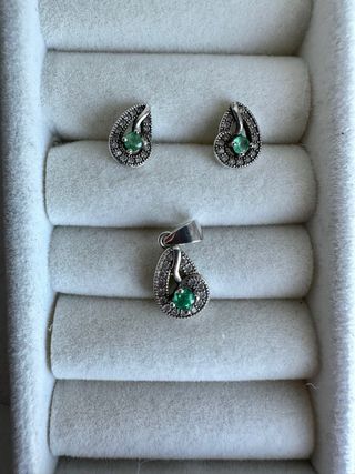 Conjunto de plata 925 con esmeraldas