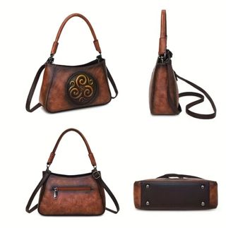 Bolso Vintage Mujer Marrón y Dorado