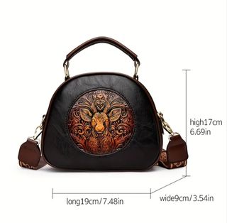 Bolso Vintage Mujer Cuero Negro Marrón