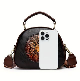 Bolso Vintage Mujer Cuero Negro Marrón