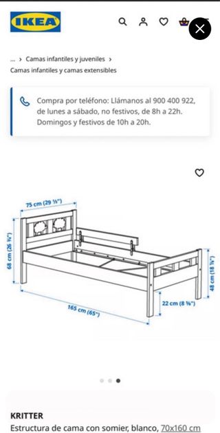 Cama infantil blanca con barrera