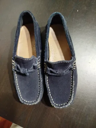 Mocasines Zara Ante Azul Marino Talla 29