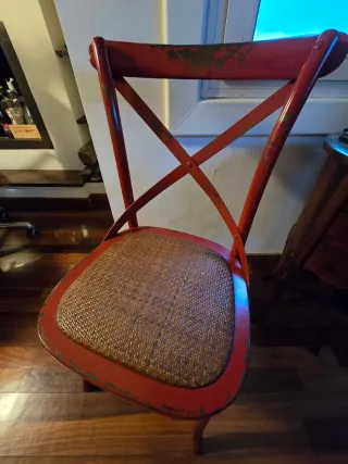 Lote 2 Sillas Crossback Rattan y Madera