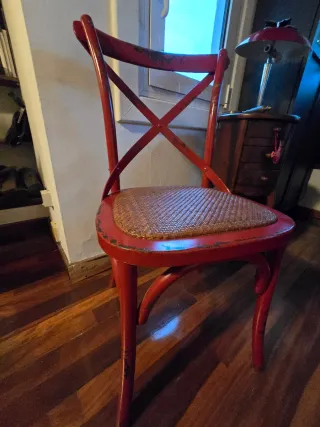 Lote 2 Sillas Crossback Rattan y Madera