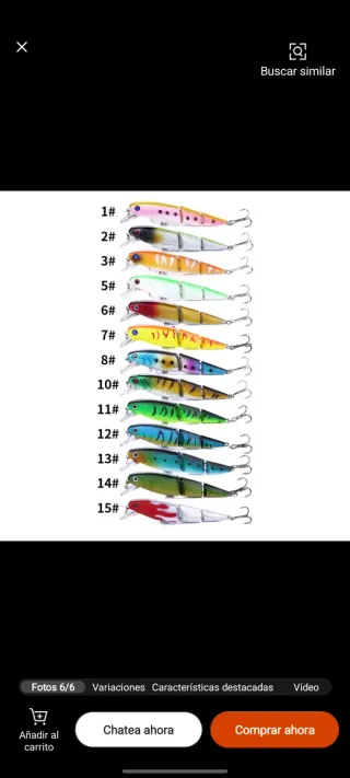 Lote de 15 señuelos de pesca variados