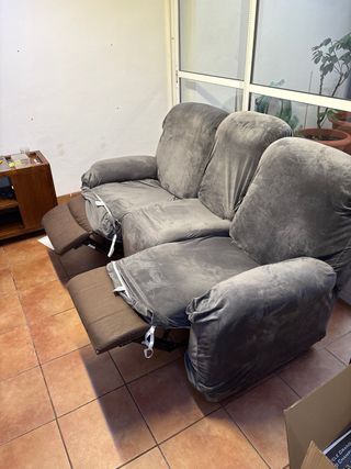 Sofá de 3 plazas gris terciopelo