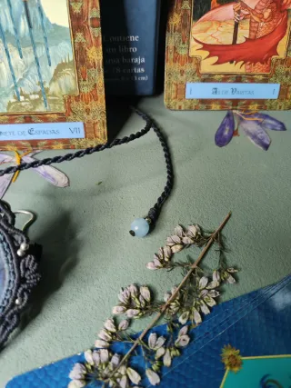 Collar Macramé Labradorita Azul y agua marina