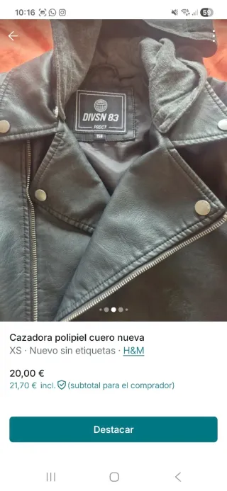 2 Cazadoras polipiel cuero nuevas. 18 euros