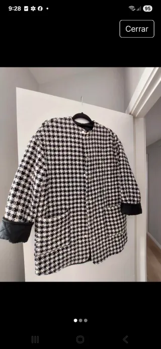 Abrigo Zara Cuadros Blanco y Negro