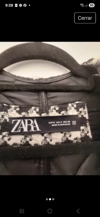 Abrigo Zara Cuadros Blanco y Negro