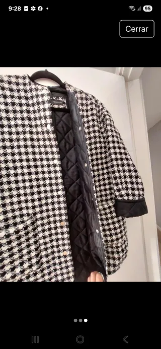 Abrigo Zara Cuadros Blanco y Negro
