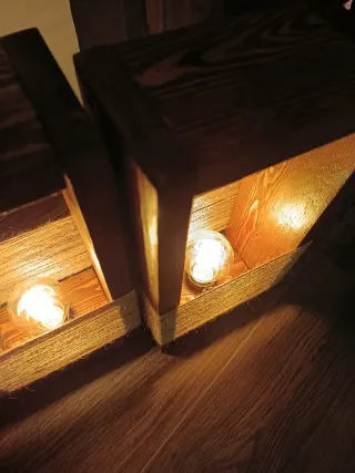 Lampade vintage in legno e juta