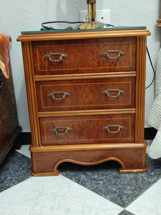 Mesitas de noche de madera y cristal (2 unidades)