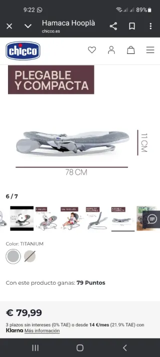 Mecedora Bebe Chicco Gris