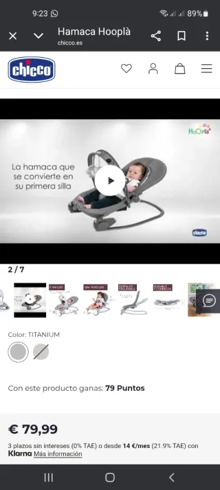 Mecedora Bebe Chicco Gris