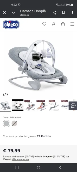 Mecedora Bebe Chicco Gris