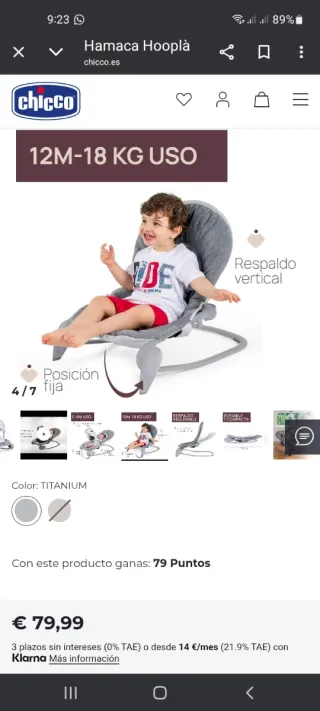 Mecedora Bebe Chicco Gris