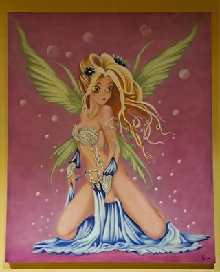 Cuadro Hada. Pintado con aerógrafo.