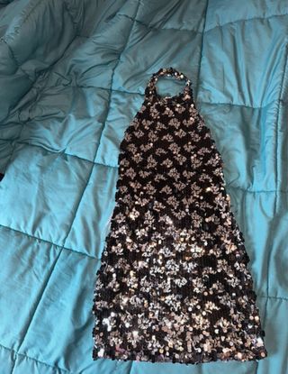 Vestito party paillettes nero/argento