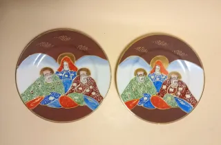 PIATTI Set 7 PORCELLANA Giapponese JAPAN dipinto