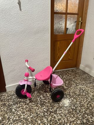 Triciclo niña rosa con empujador