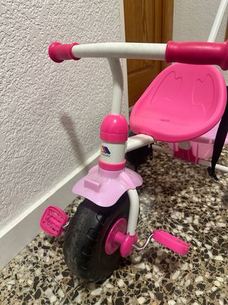 Triciclo niña rosa con empujador