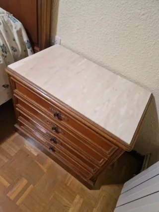 2 Mesitas de Noche Madera y Mármol