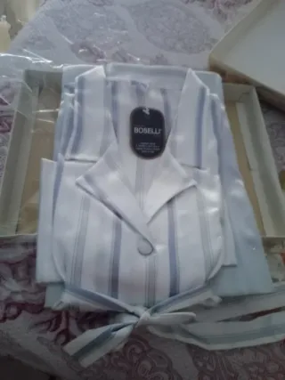 Pigiama donna Boselli righe grigio/bianco