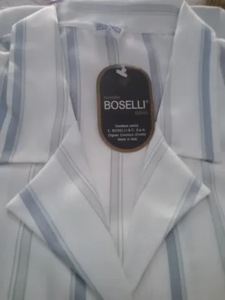 Pigiama donna Boselli righe grigio/bianco
