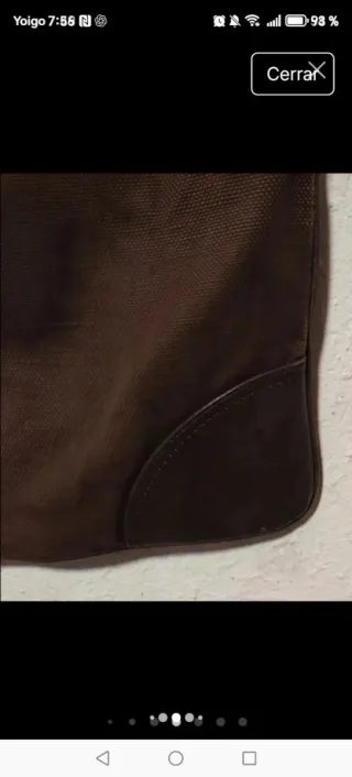Bolso Massimo Dutti Piel y Lona Marrón