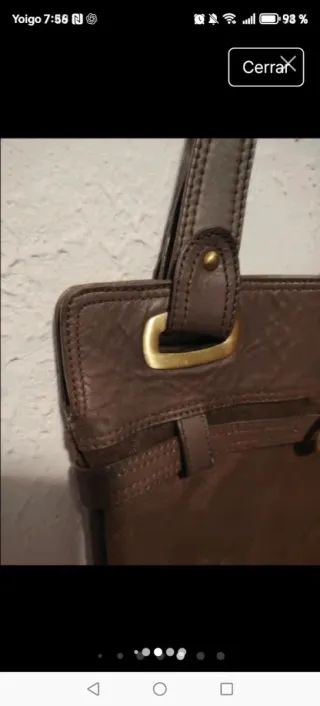 Bolso Massimo Dutti Piel y Lona Marrón