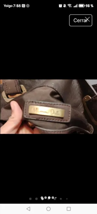 Bolso Massimo Dutti Piel y Lona Marrón