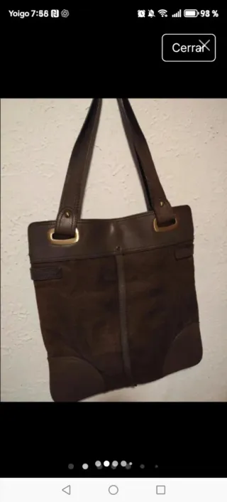 Bolso Massimo Dutti Piel y Lona Marrón