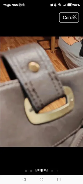 Bolso Massimo Dutti Piel y Lona Marrón