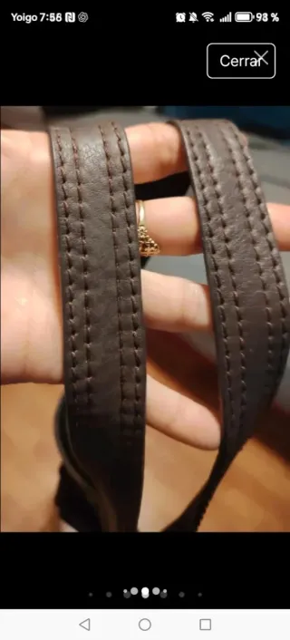 Bolso Massimo Dutti Piel y Lona Marrón